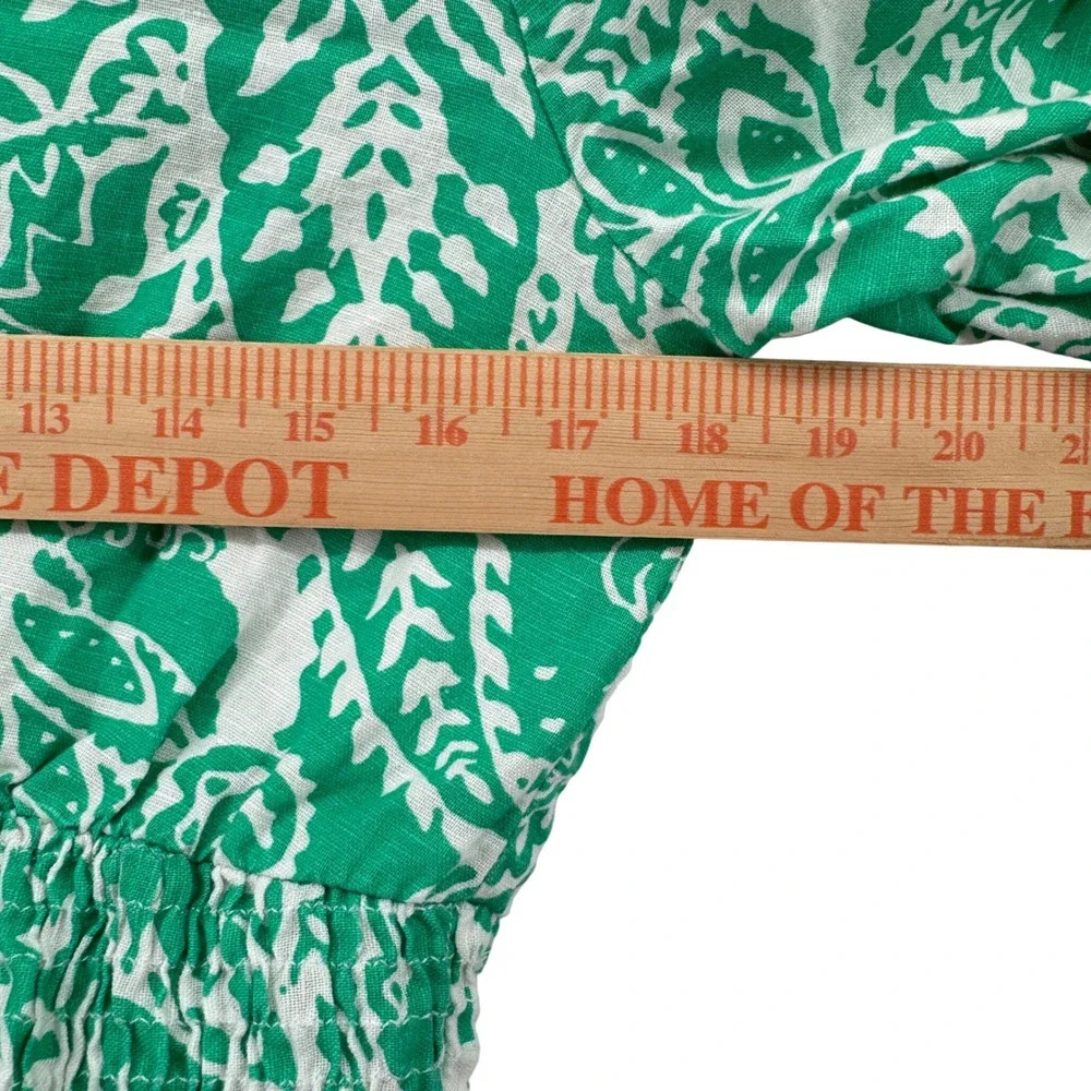 Zara Green Paisley Smocked Mini Dress Medium Festival Stagecoach Boho Spring - Picture 6 of 7